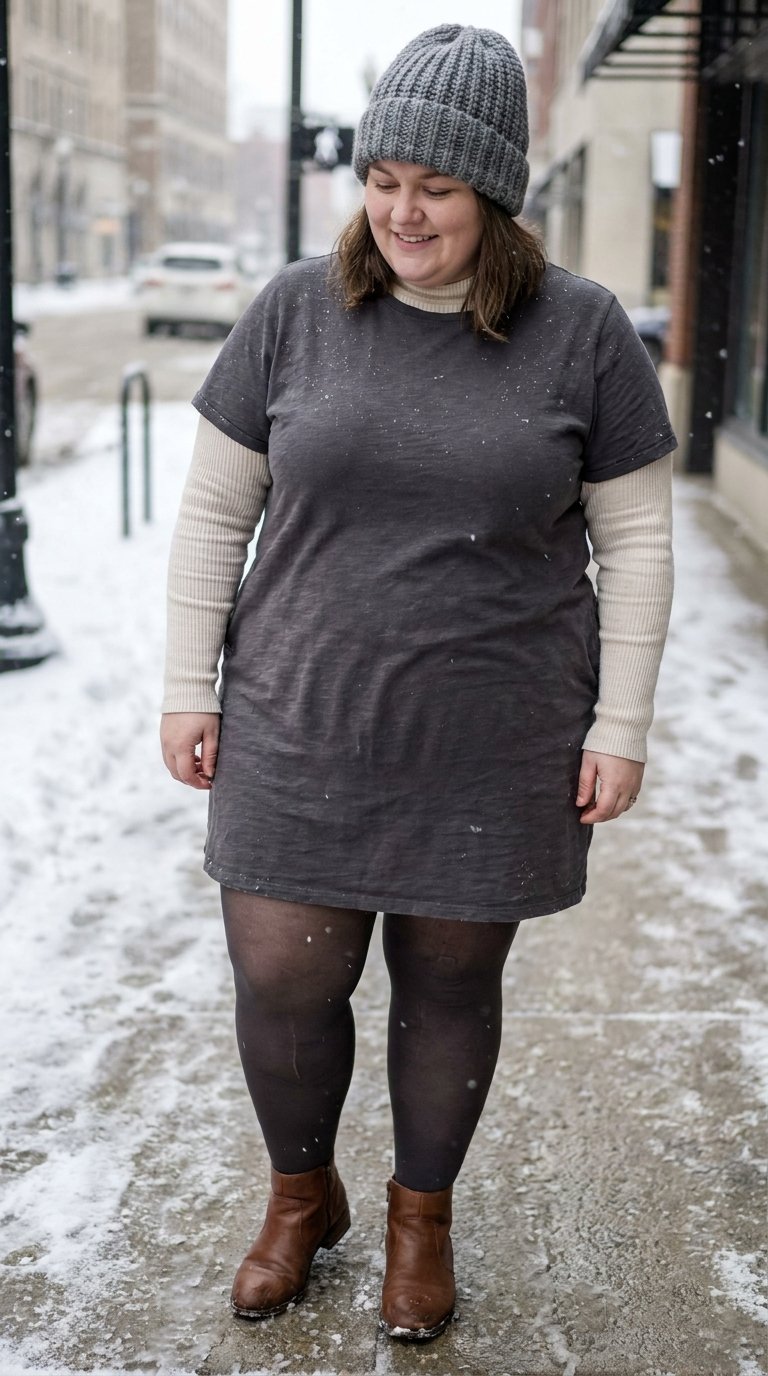 12 Plus Size T-Shirt Dress Outfits That Take One Easy Dress From Casual to Dressed Up