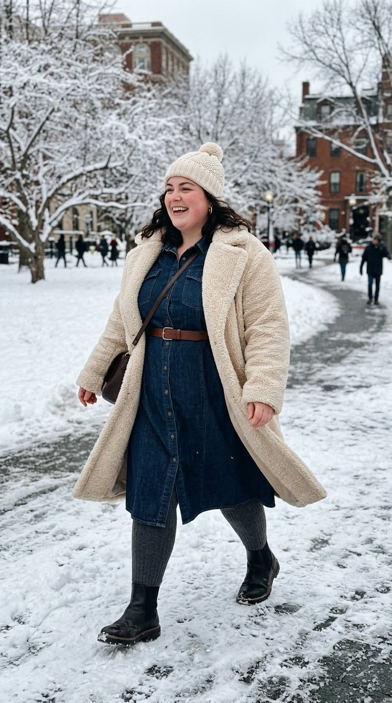 12 Winter Dress Outfits Plus Size Women Can Wear With Tights All Season